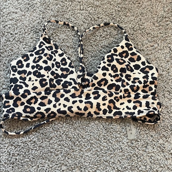 Leopard Print Bikini Top and Black Bottoms - Picture 6 of 9